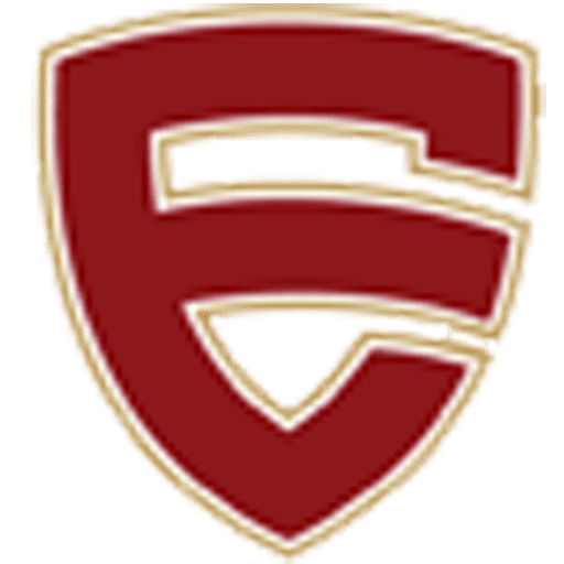 Here's an alt tag for the image: Crimson shield with stylized F logo.